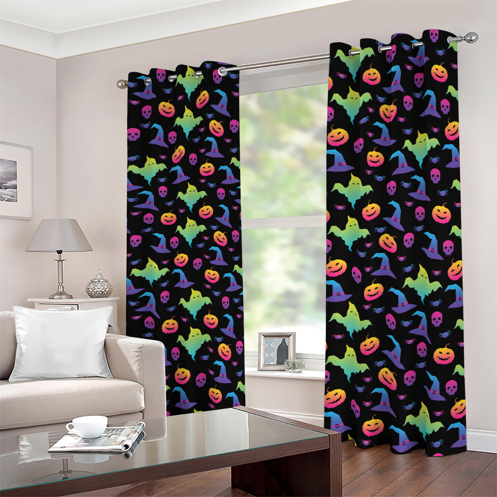 Colorful Halloween Party Pattern Print Blackout Grommet Curtains