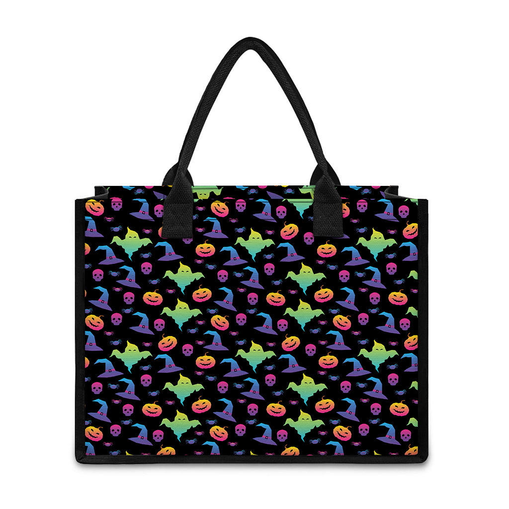 Colorful Halloween Party Pattern Print Canvas Tote Bag
