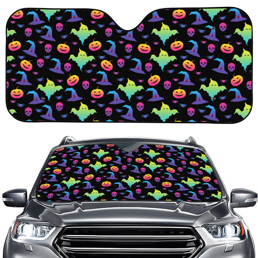 Colorful Halloween Party Pattern Print Car Windshield Sun Shade
