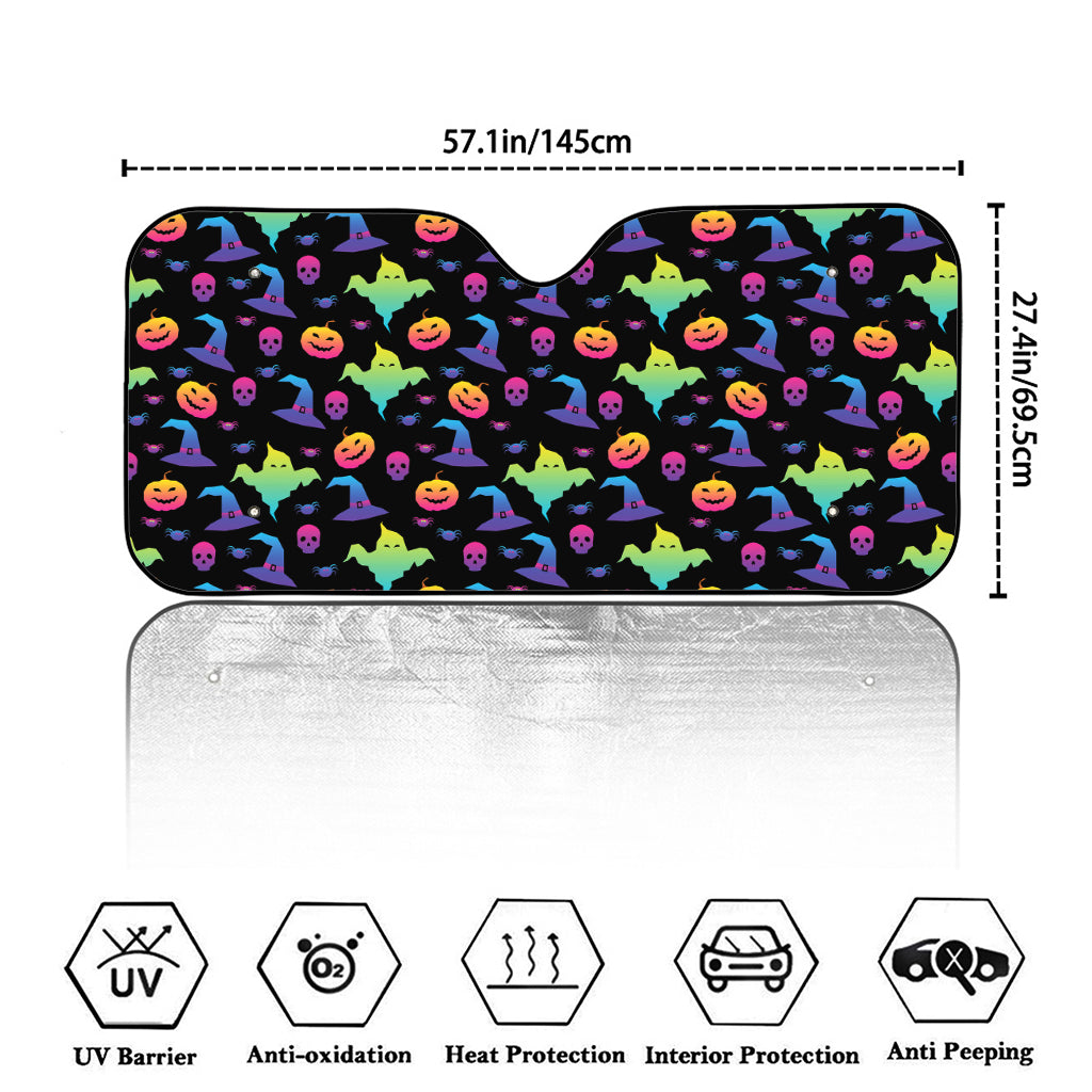 Colorful Halloween Party Pattern Print Car Windshield Sun Shade