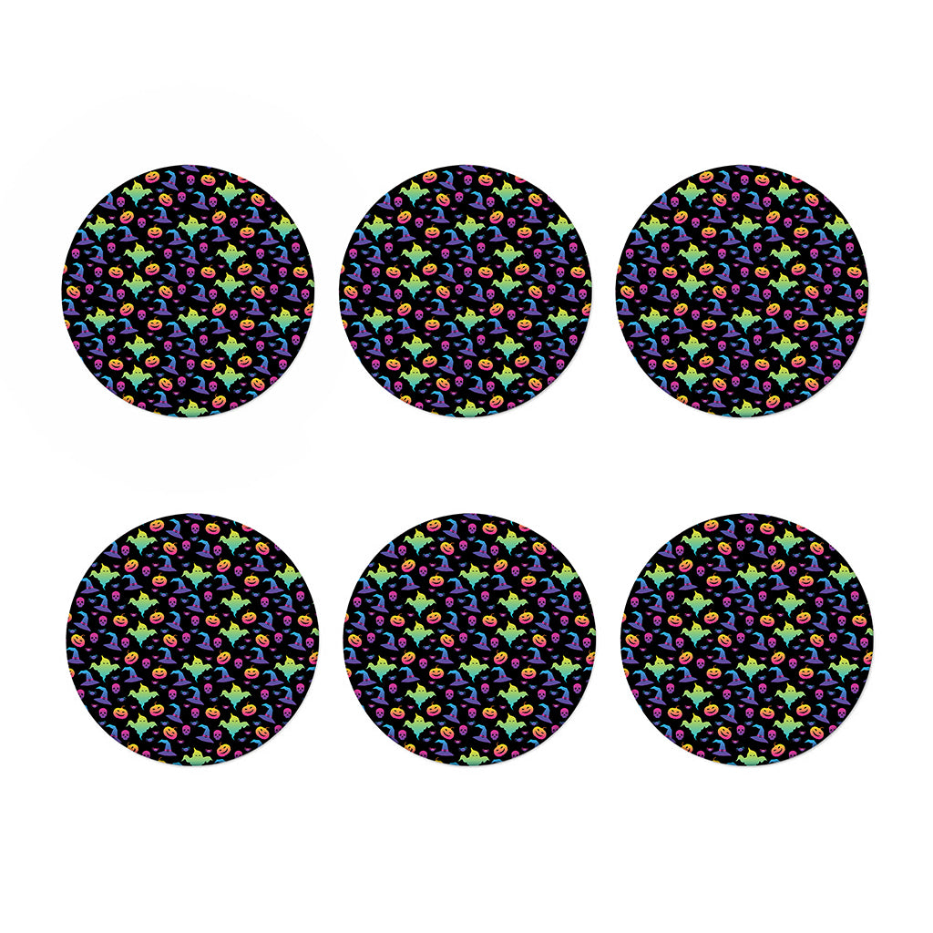 Colorful Halloween Party Pattern Print Coaster Set