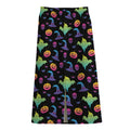 Colorful Halloween Party Pattern Print Cotton Front Slit Maxi Skirt