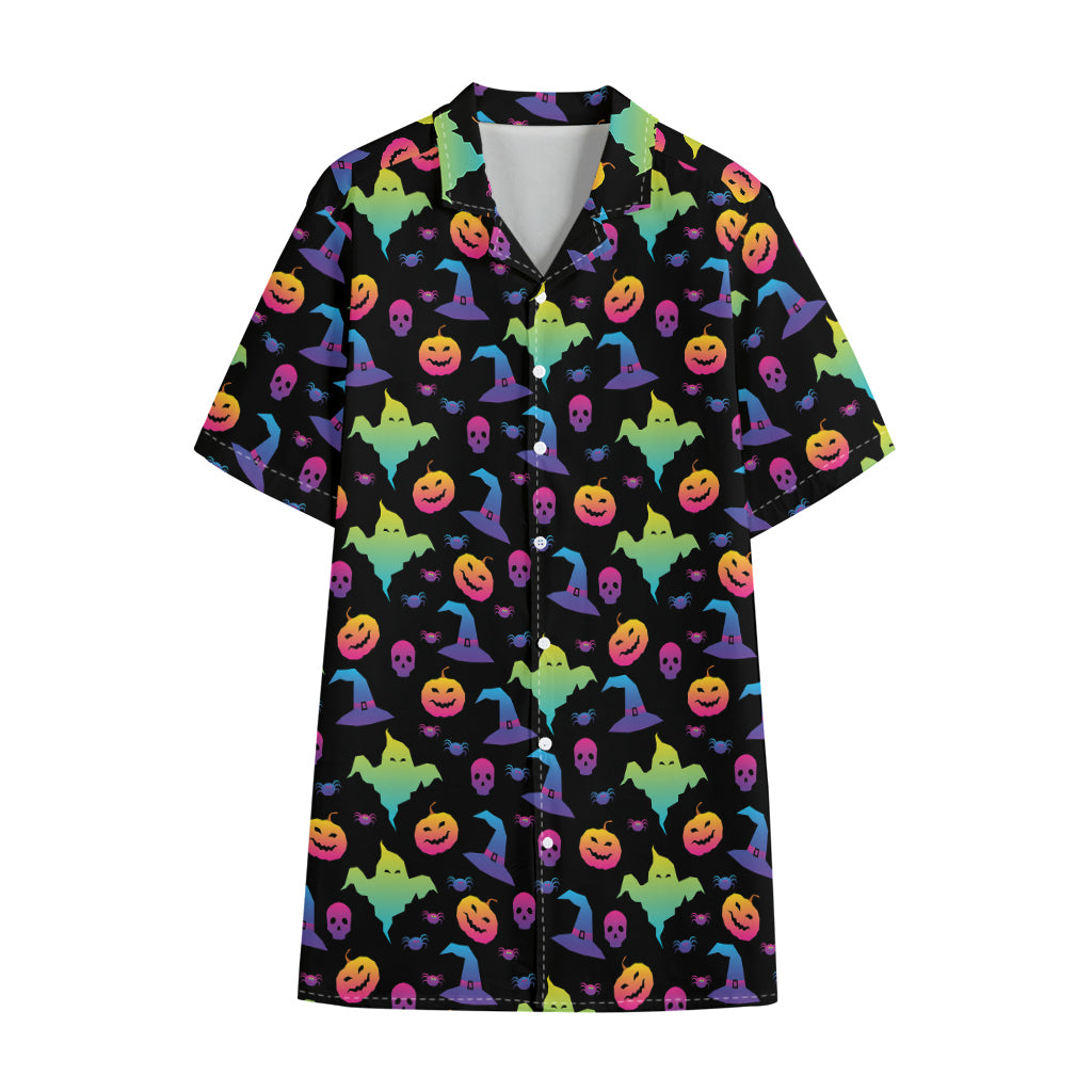 Colorful Halloween Party Pattern Print Cotton Hawaiian Shirt