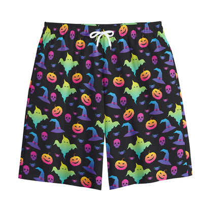 Colorful Halloween Party Pattern Print Cotton Shorts