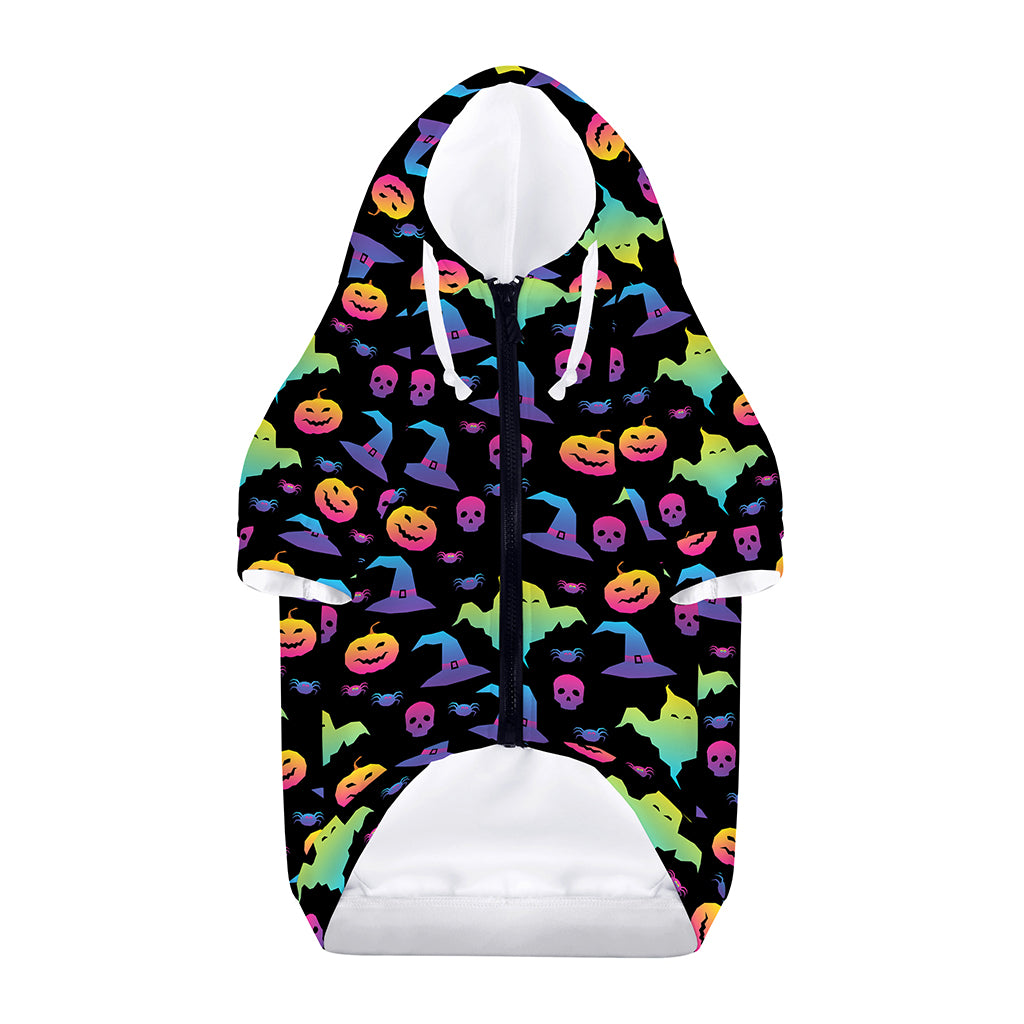 Colorful Halloween Party Pattern Print Dog Zip Up Hoodie