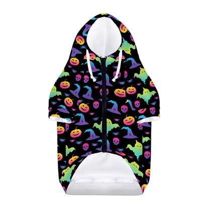 Colorful Halloween Party Pattern Print Dog Zip Up Hoodie