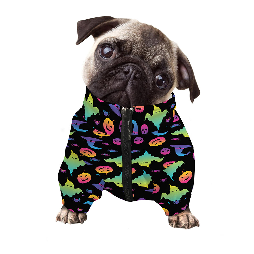 Colorful Halloween Party Pattern Print Dog Zip Up Jacket