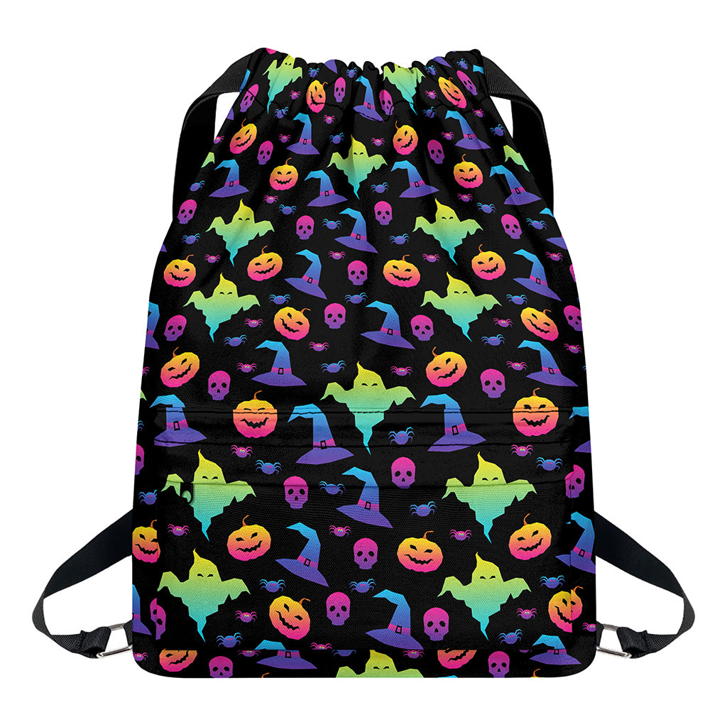 Colorful Halloween Party Pattern Print Drawstring Backpack