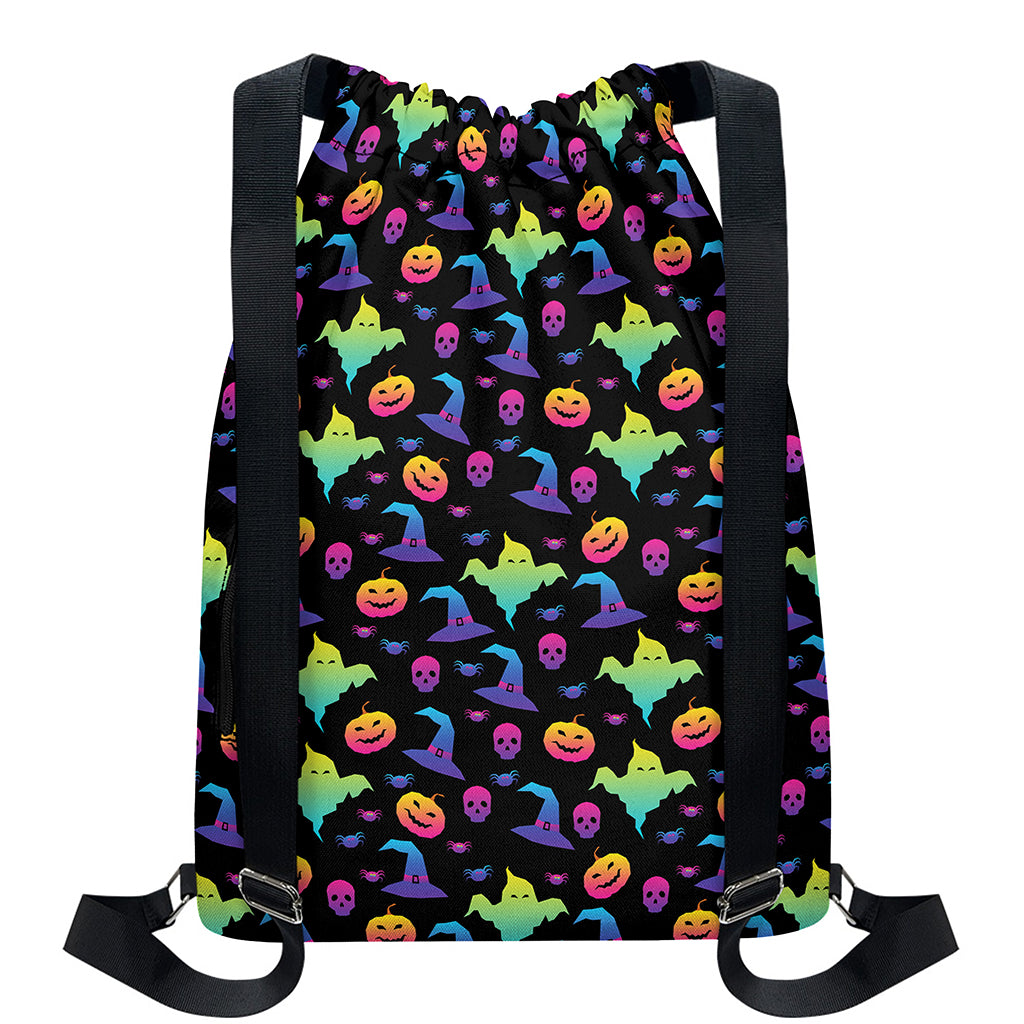 Colorful Halloween Party Pattern Print Drawstring Backpack