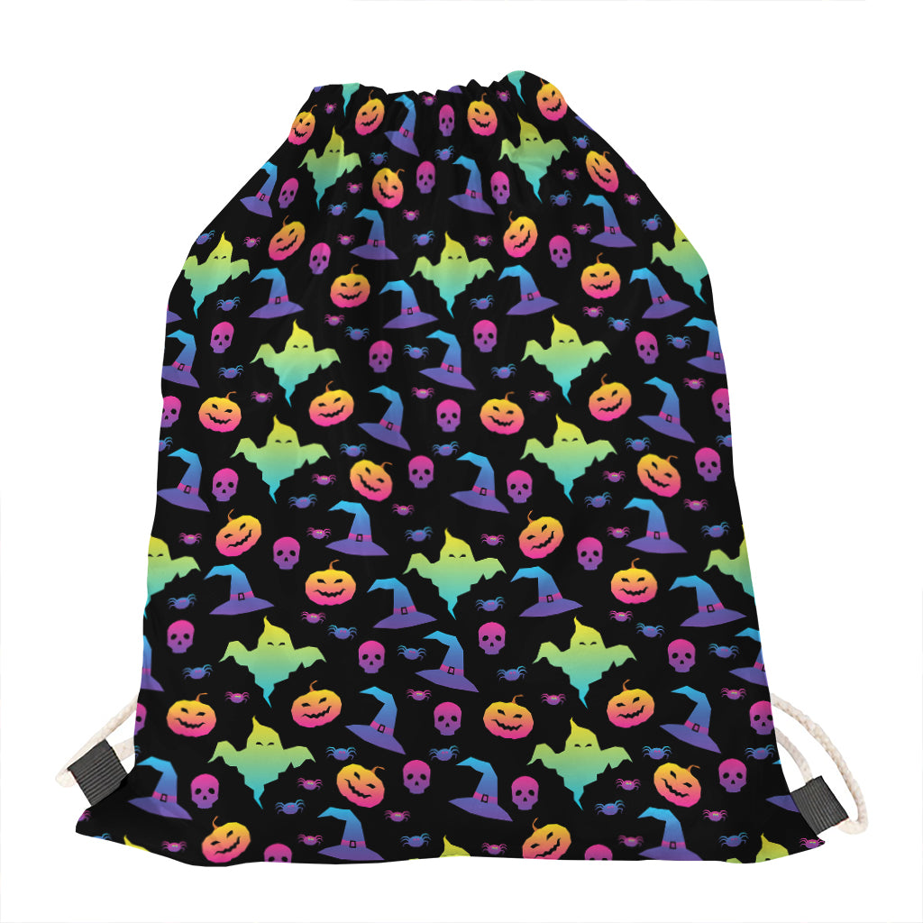 Colorful Halloween Party Pattern Print Drawstring Bag
