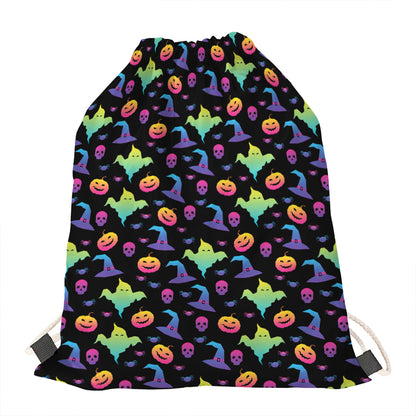Colorful Halloween Party Pattern Print Drawstring Bag