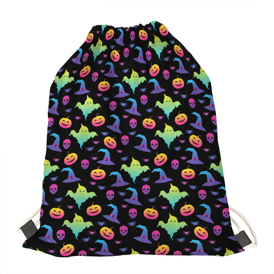 Colorful Halloween Party Pattern Print Drawstring Bag