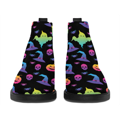 Colorful Halloween Party Pattern Print Flat Ankle Boots