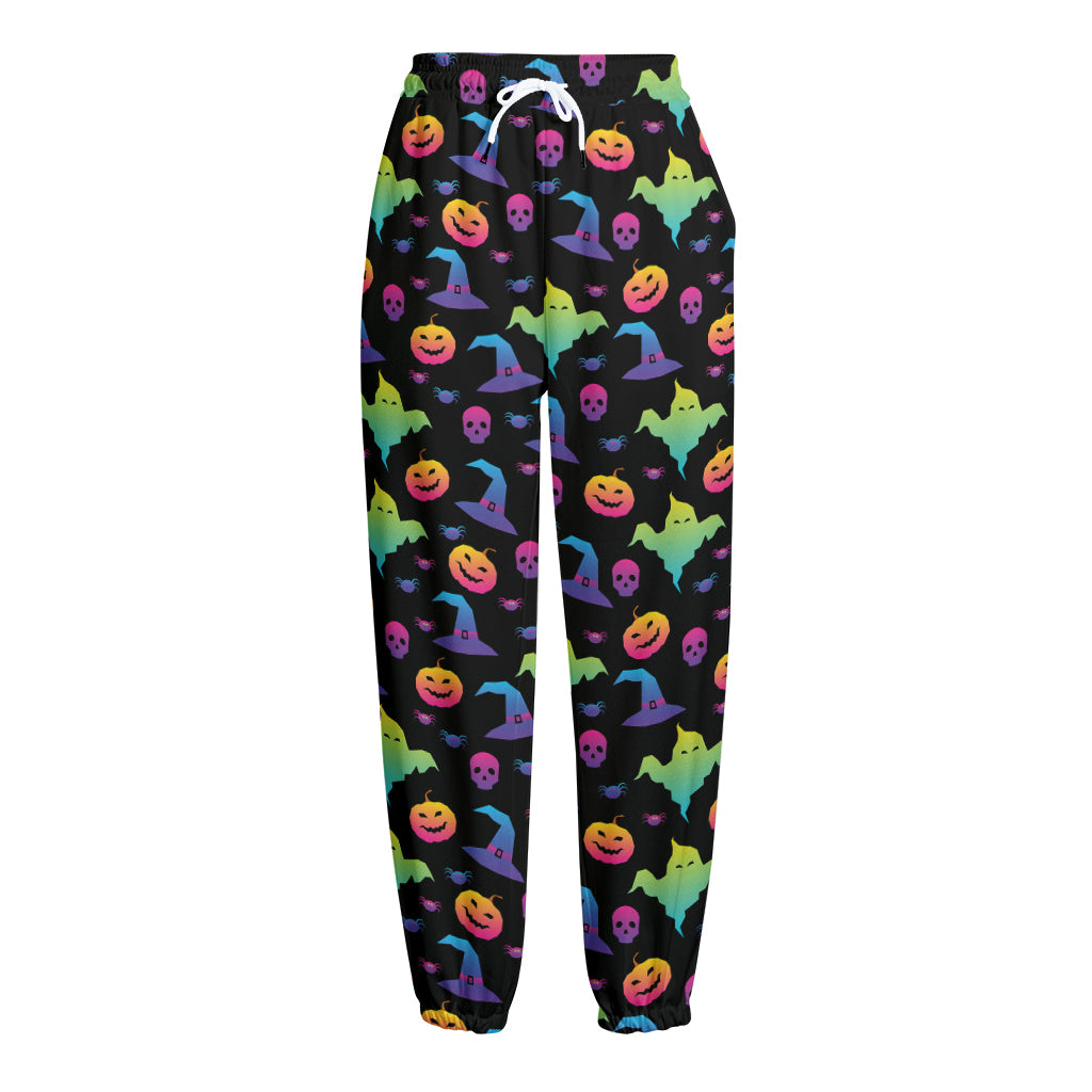 Colorful Halloween Party Pattern Print Fleece Lined Knit Pants