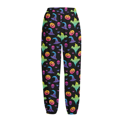 Colorful Halloween Party Pattern Print Fleece Lined Knit Pants