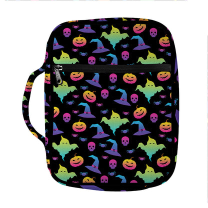 Colorful Halloween Party Pattern Print Front Pocket Bible Bag
