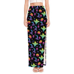 Colorful Halloween Party Pattern Print High Slit Maxi Skirt
