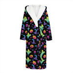 Colorful Halloween Party Pattern Print Hooded Bathrobe