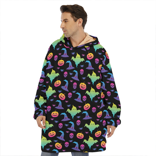 Colorful Halloween Party Pattern Print Hoodie Blanket