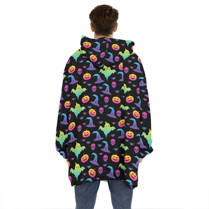Colorful Halloween Party Pattern Print Hoodie Blanket