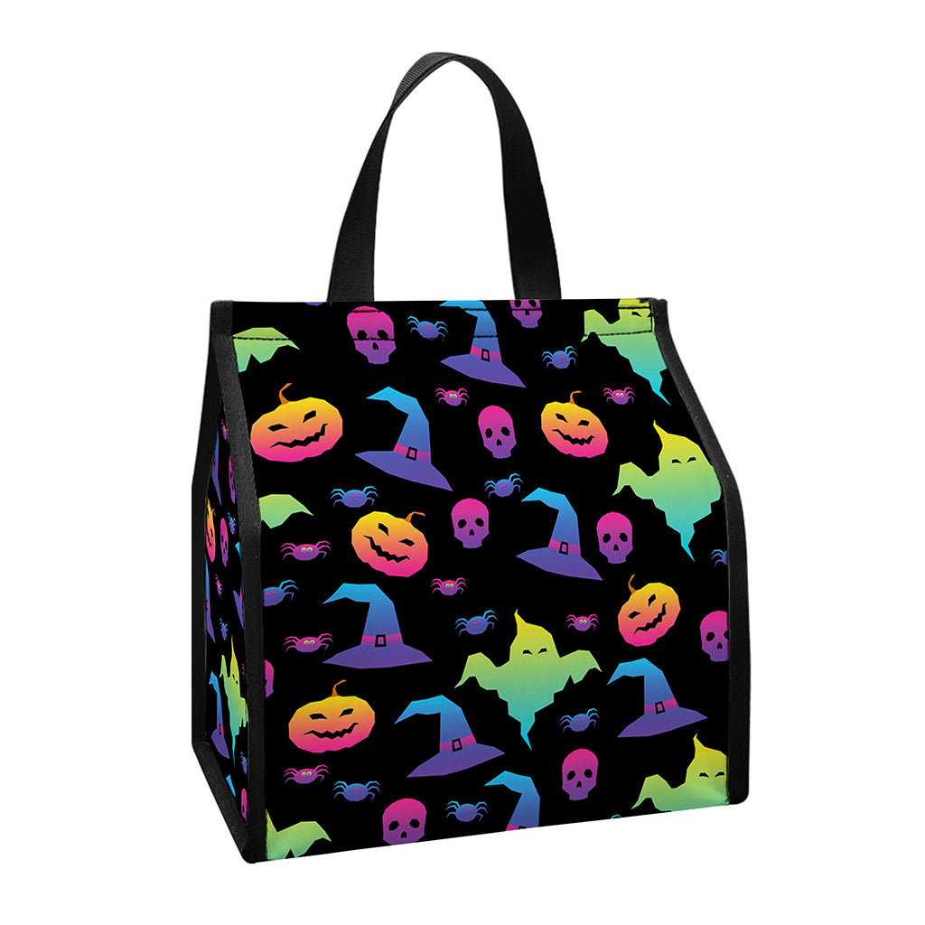 Colorful Halloween Party Pattern Print Insulated Lunch Tote