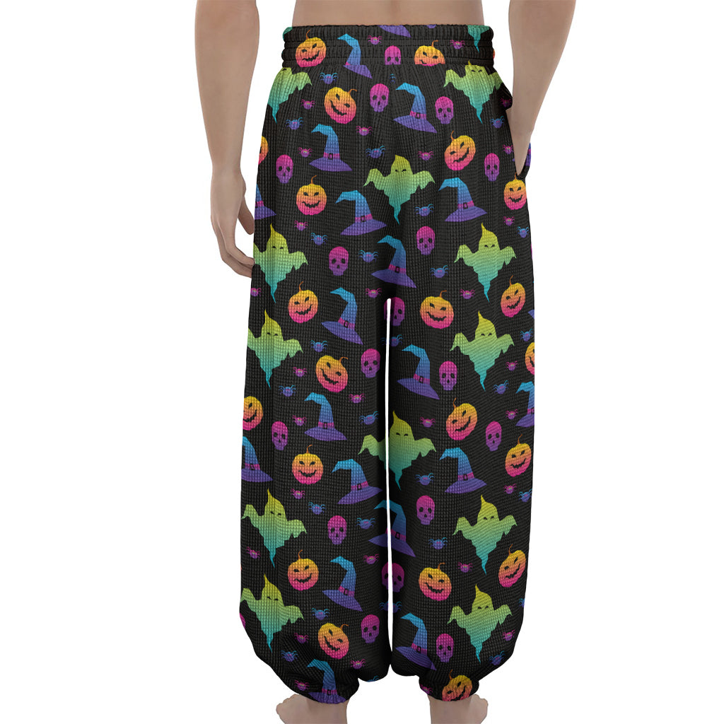 Colorful Halloween Party Pattern Print Lantern Pants