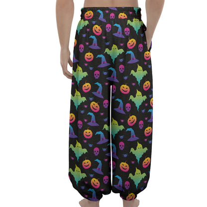 Colorful Halloween Party Pattern Print Lantern Pants
