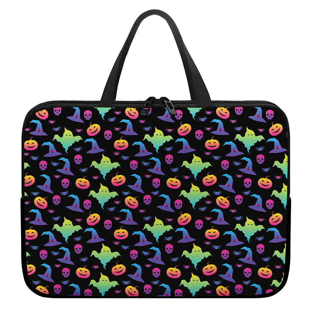 Colorful Halloween Party Pattern Print Laptop Sleeve With Handle