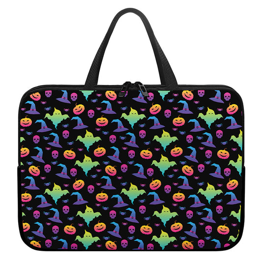 Colorful Halloween Party Pattern Print Laptop Sleeve With Handle