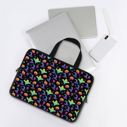 Colorful Halloween Party Pattern Print Laptop Sleeve With Handle