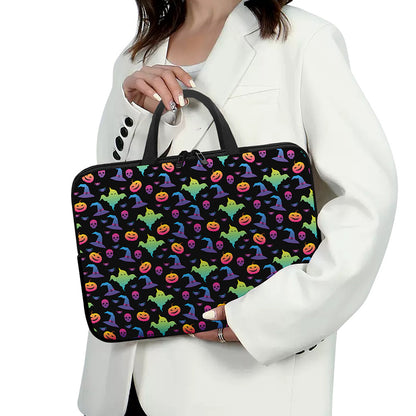 Colorful Halloween Party Pattern Print Laptop Sleeve With Handle