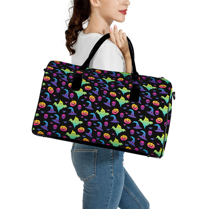 Colorful Halloween Party Pattern Print Leather Duffle Bag