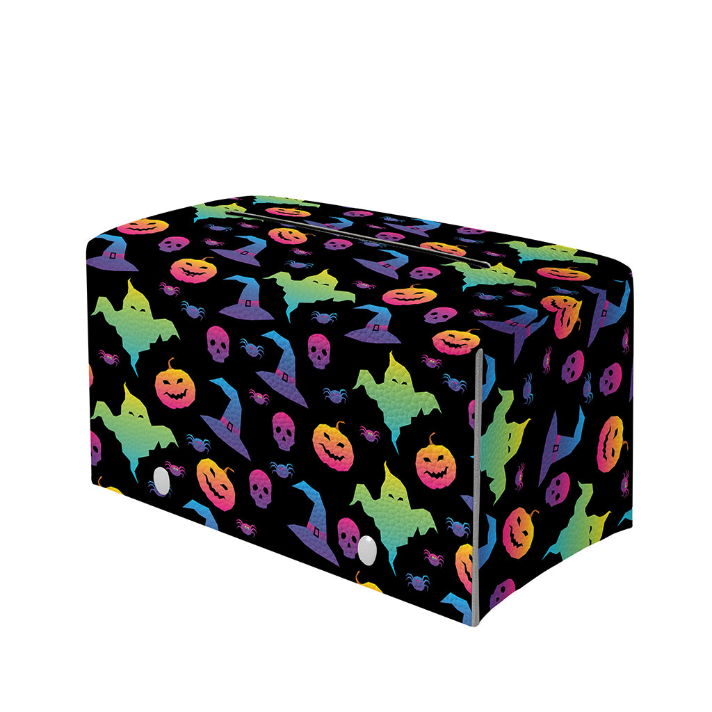 Colorful Halloween Party Pattern Print Leather Tissue Box Cover