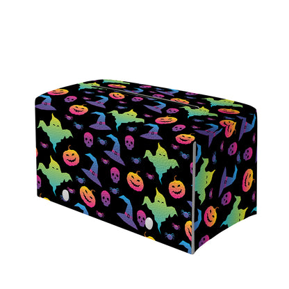 Colorful Halloween Party Pattern Print Leather Tissue Box Cover