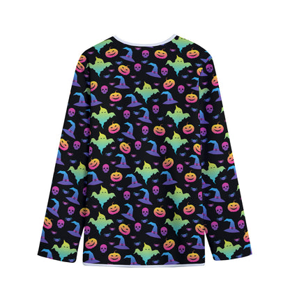 Colorful Halloween Party Pattern Print Long Sleeve Short Coat