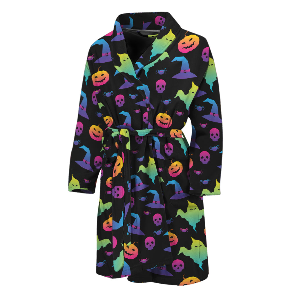 Colorful Halloween Party Pattern Print Men's Bathrobe