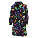 Colorful Halloween Party Pattern Print Men's Bathrobe