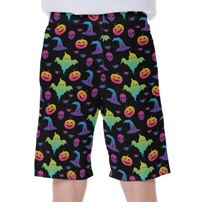 Colorful Halloween Party Pattern Print Men's Beach Shorts