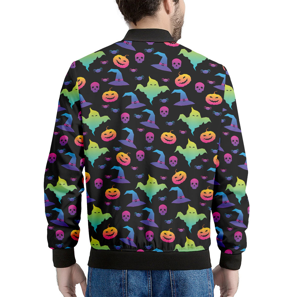 Colorful Halloween Party Pattern Print Men's Bomber Jacket