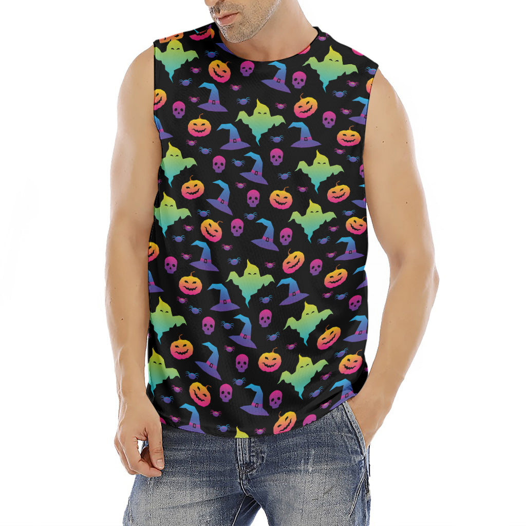 Colorful Halloween Party Pattern Print Men's Fitness Tank Top