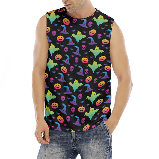 Colorful Halloween Party Pattern Print Men's Fitness Tank Top