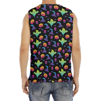 Colorful Halloween Party Pattern Print Men's Fitness Tank Top