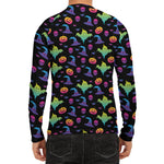 Colorful Halloween Party Pattern Print Men's Long Sleeve Rash Guard