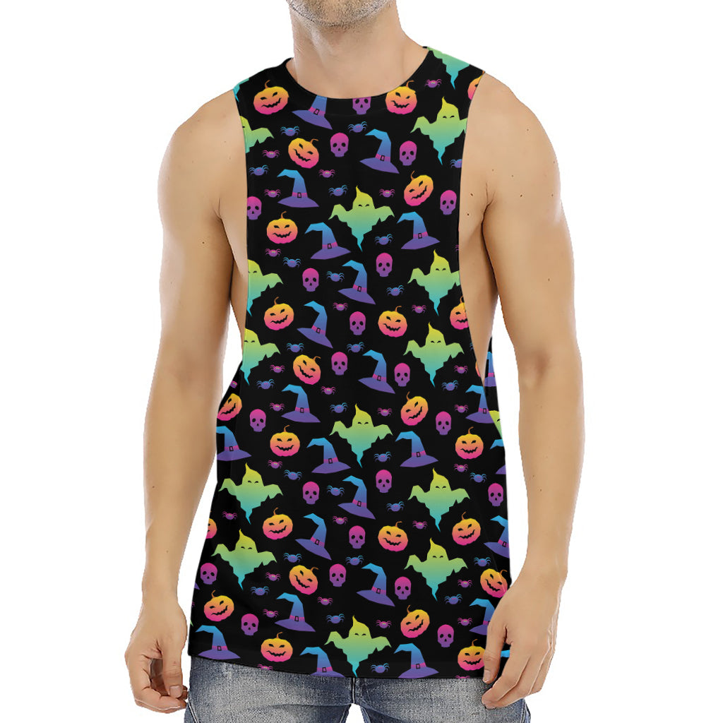Colorful Halloween Party Pattern Print Men's Muscle Tank Top