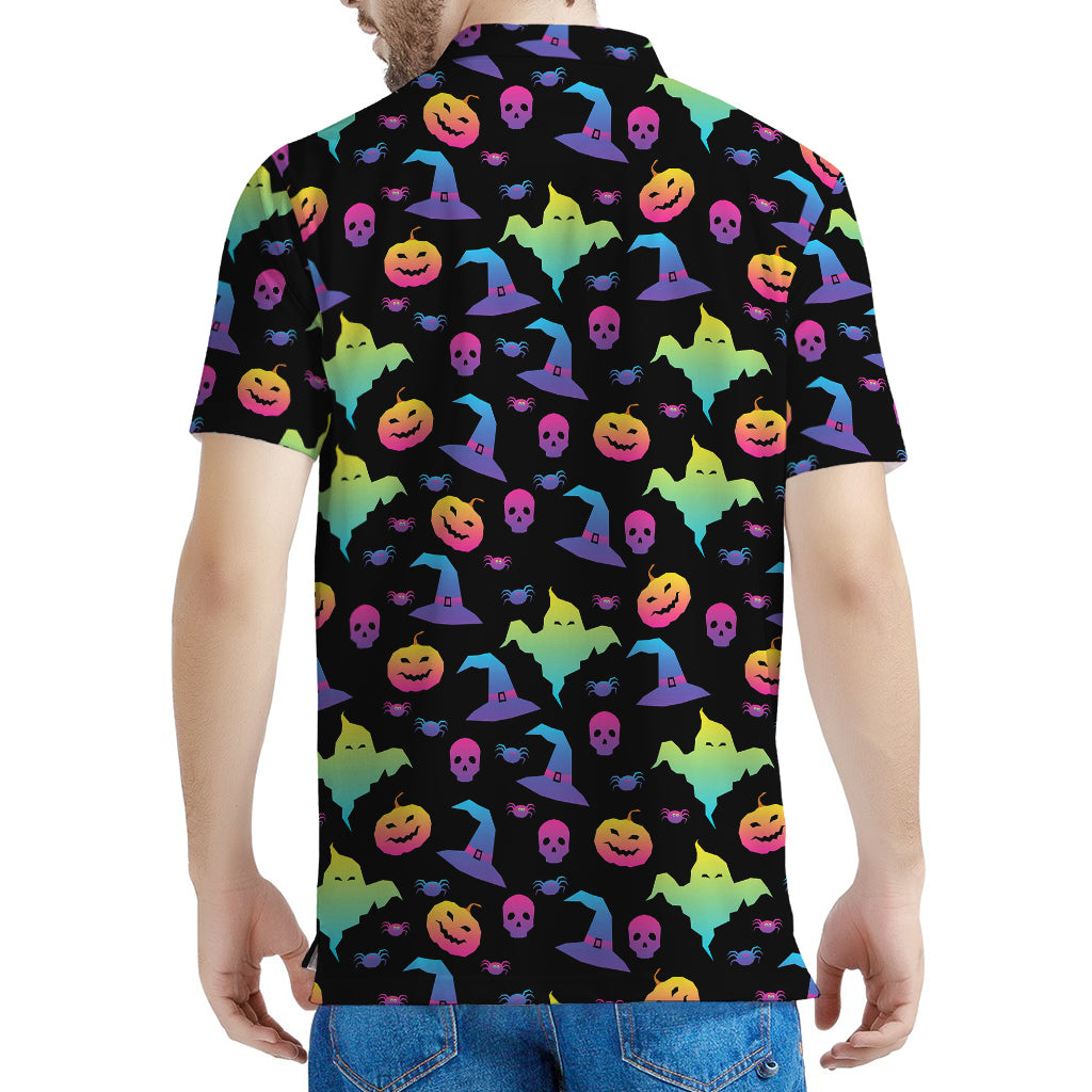 Colorful Halloween Party Pattern Print Men's Polo Shirt