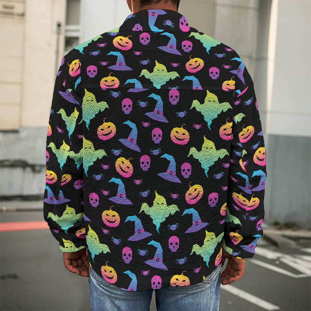 Colorful Halloween Party Pattern Print Men's Shirt Jacket