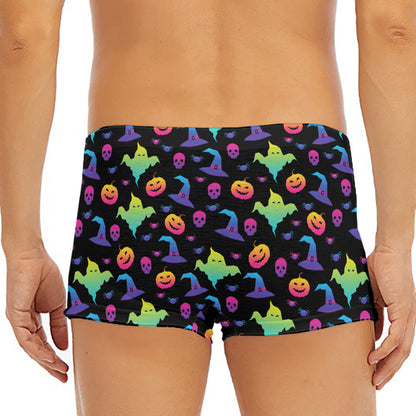 Colorful Halloween Party Pattern Print Men's Short Boxer Briefs