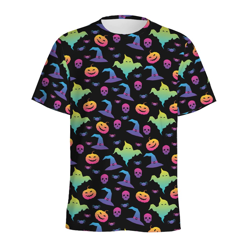 Colorful Halloween Party Pattern Print Men's Sports T-Shirt