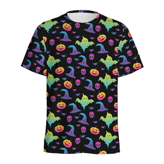 Colorful Halloween Party Pattern Print Men's Sports T-Shirt