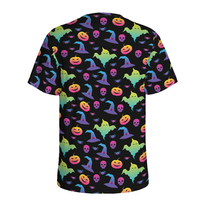 Colorful Halloween Party Pattern Print Men's Sports T-Shirt